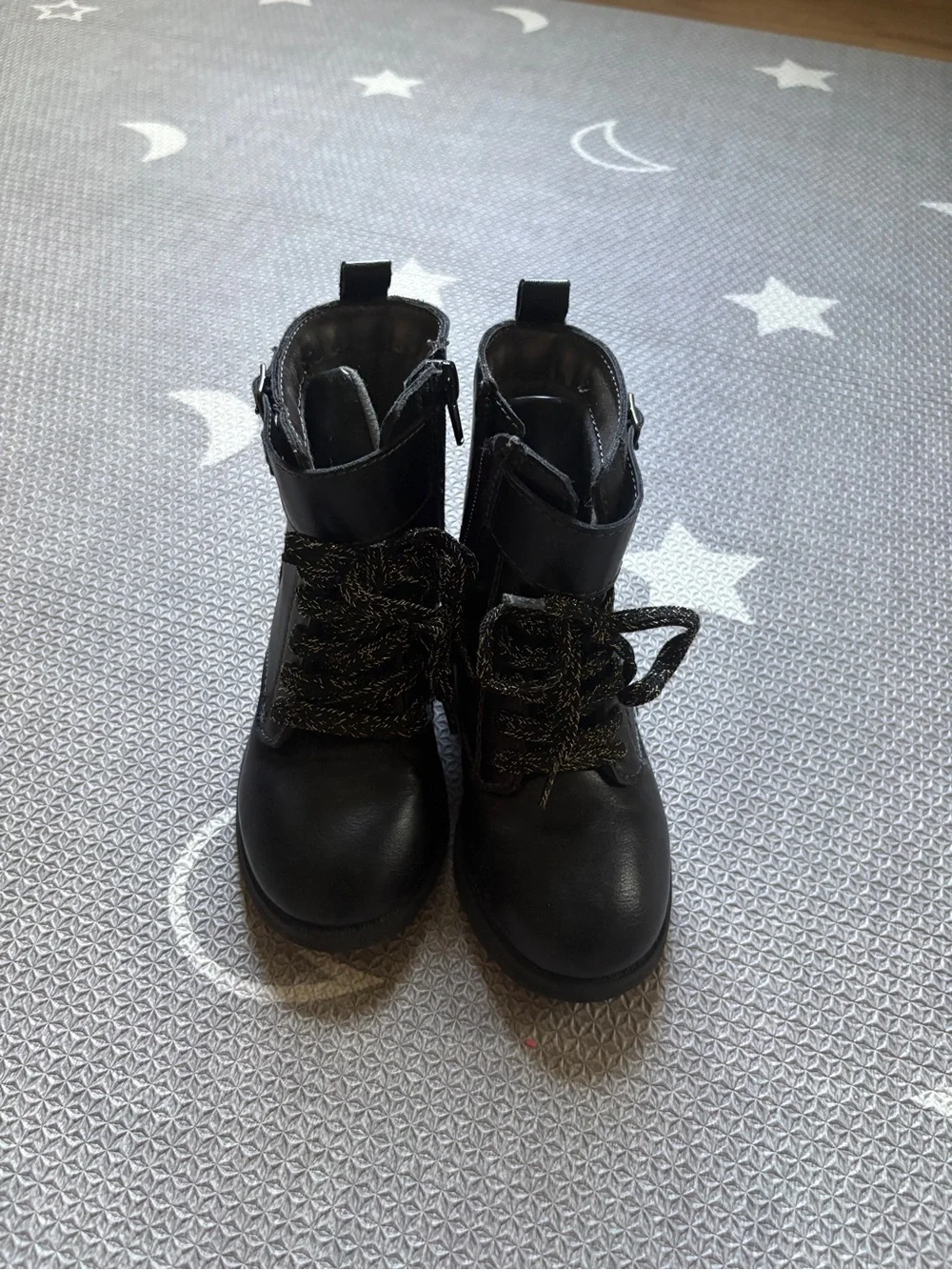Carter's Black Girls' Lace-Up Ankle Boots with Buckle Straps